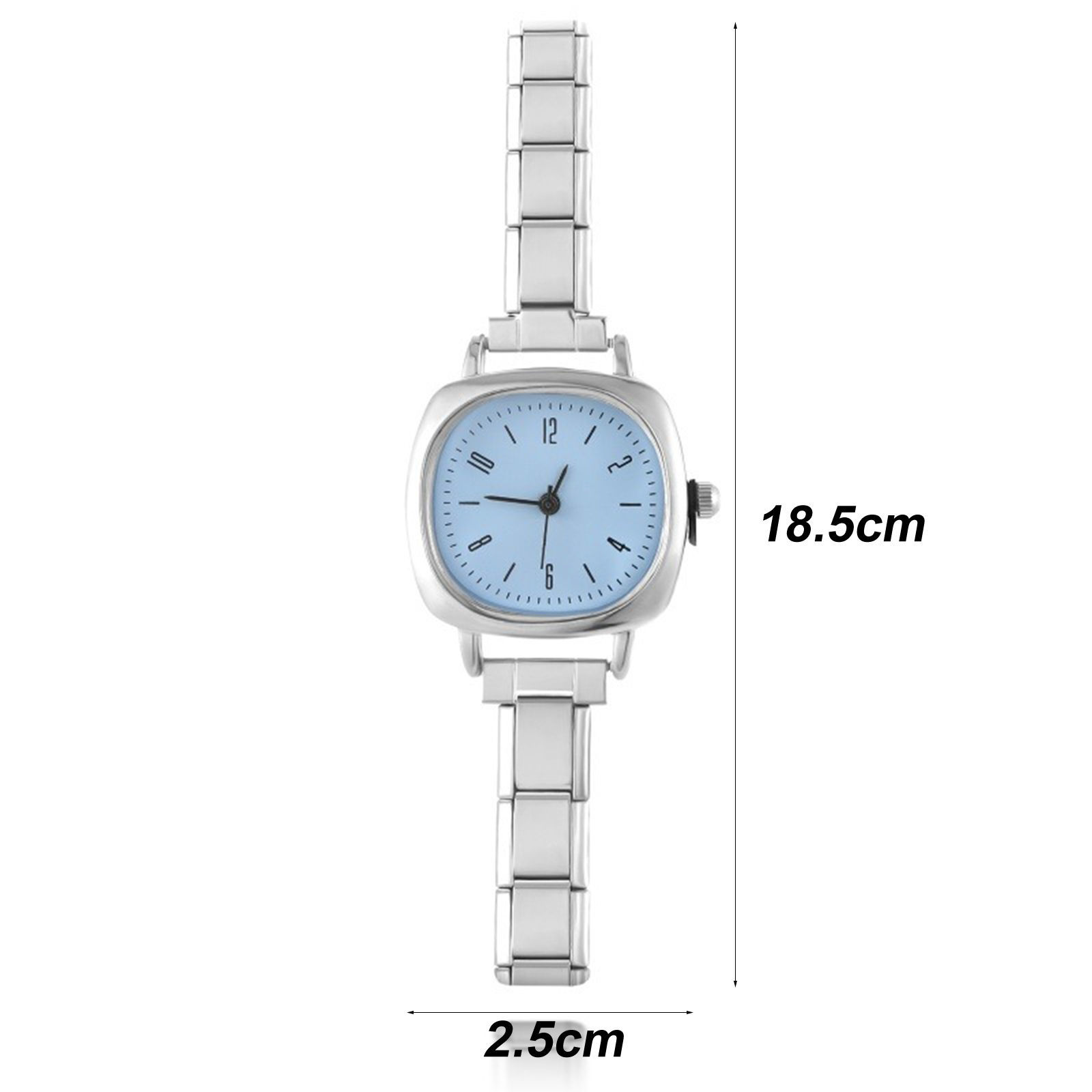 Image de 1 Pièce Montre-bracelet Modulaire à Maillons de Pendentifs Italiens en 304 Acier Inoxydable Élégant & Décontracté Carré Unisexe Cadeau 18.5cm long