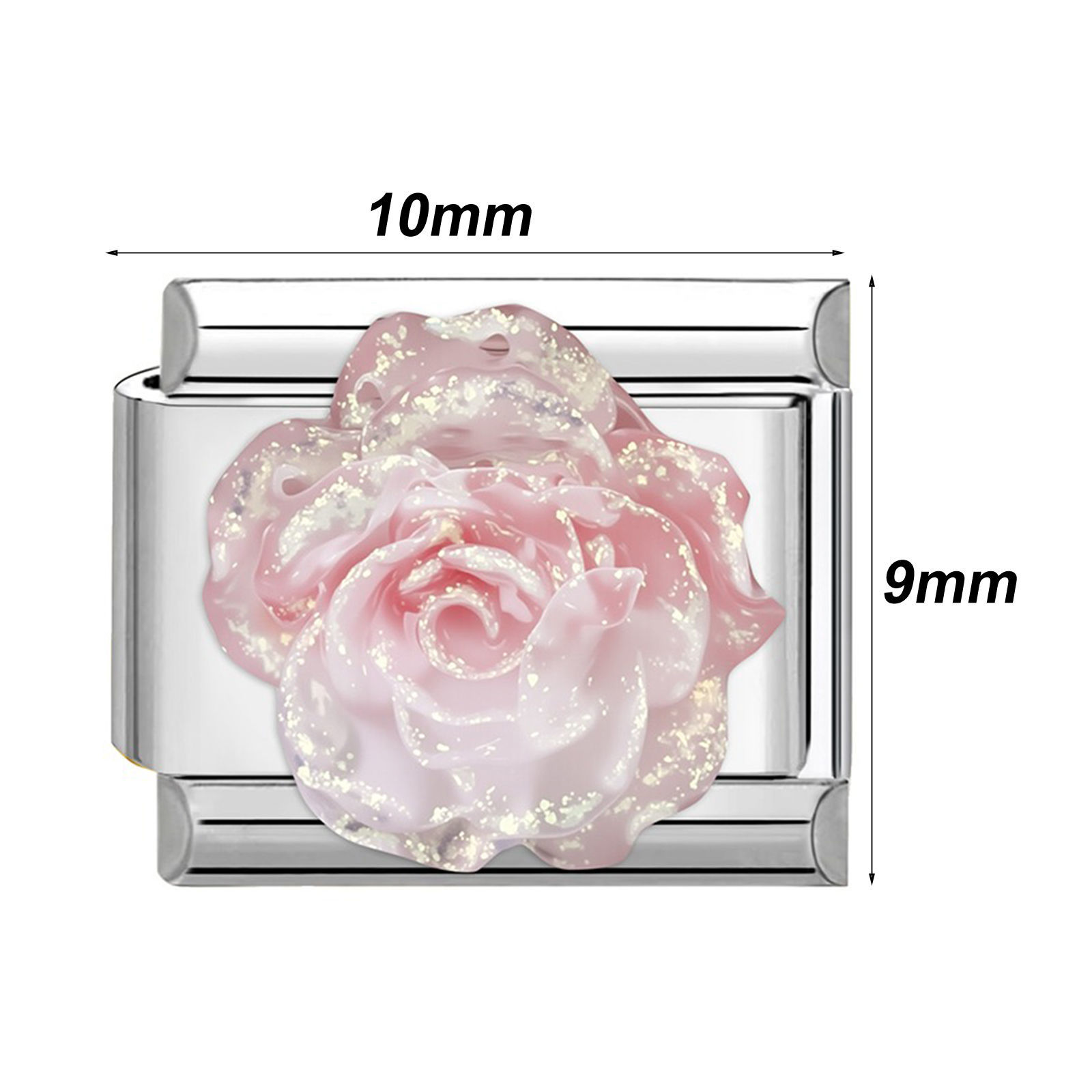 Bild von 1 Stück 304 Edelstahl Stilvoll Charm-Armband mit italienischen Gliedern zur Herstellung von DIY-Schmuck Silberfarbe Rechteck Schmetterling 10mm x 9mm