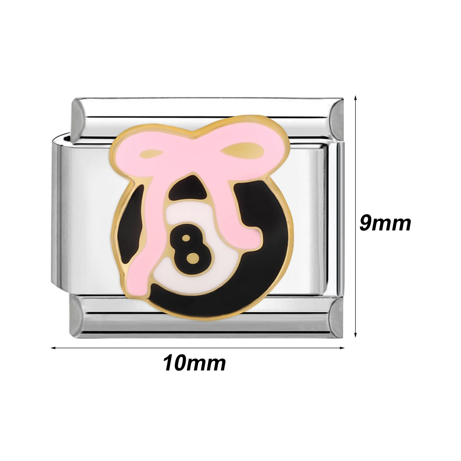 Picture of 304 Stainless Steel Italian Charm Links For DIY Bracelet Jewelry Making Multicolor Rectangle No.8 Billiard Pool Ball 10mm x 9mm