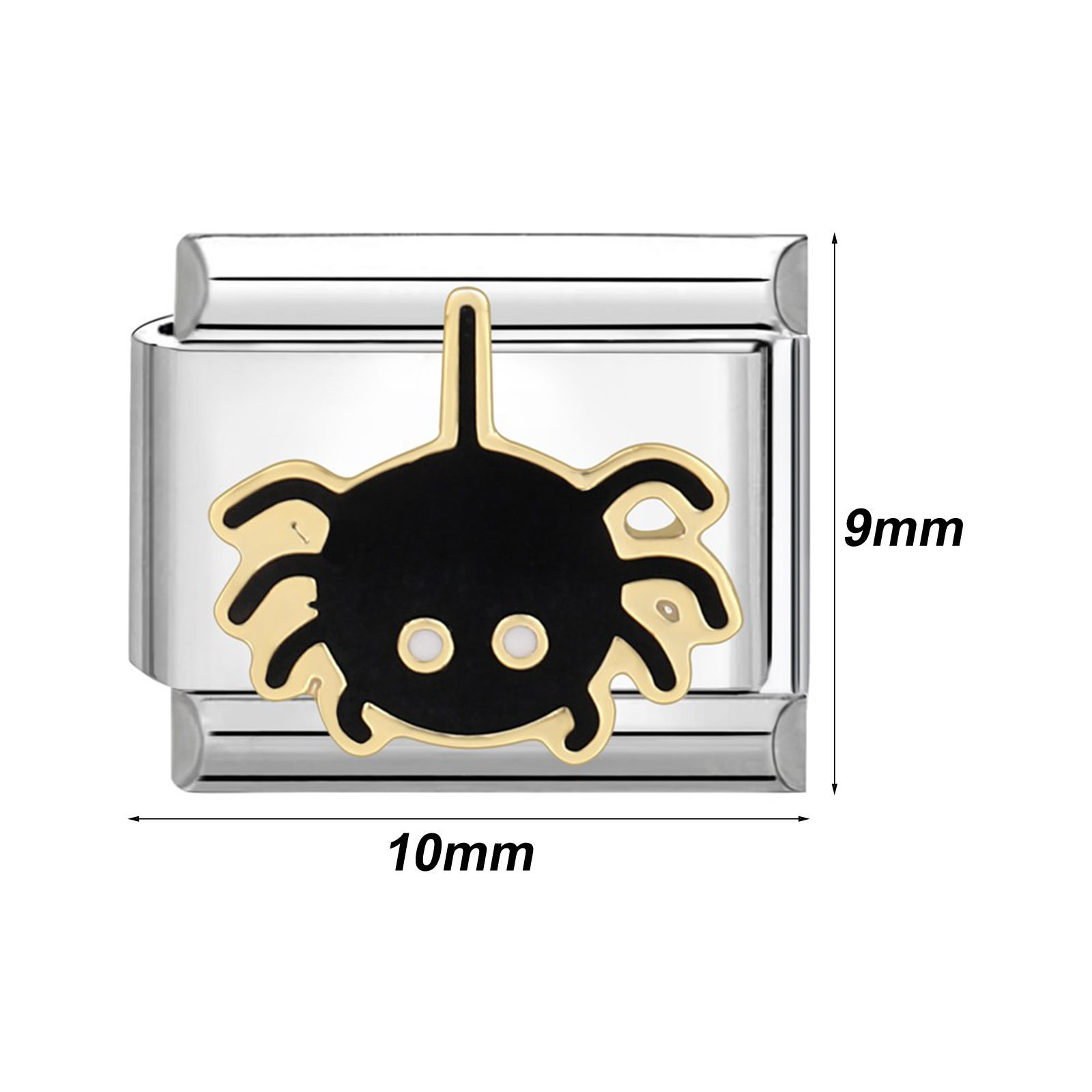 Изображение 1 ШТ 304 Нержавеющая Сталь Очаровательный итальянский браслет со звеньями Изготовление ювелирных изделий своими руками Серебряный Тон Черный Прямоугольник 10мм x 9мм