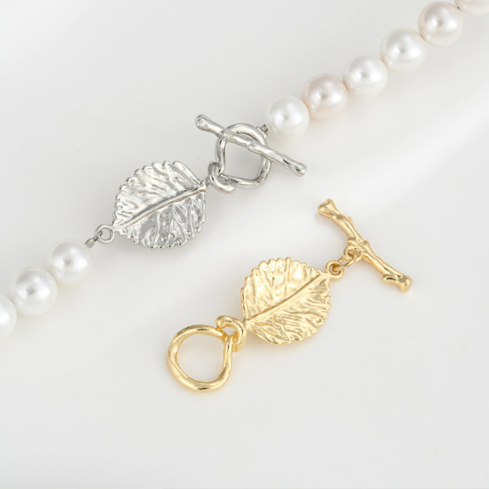 Immagine di 1 Serie Ecologico Ottone Alternare Fermagli Foglia Vero Oro Placcato 3.5cm x 1.5cm