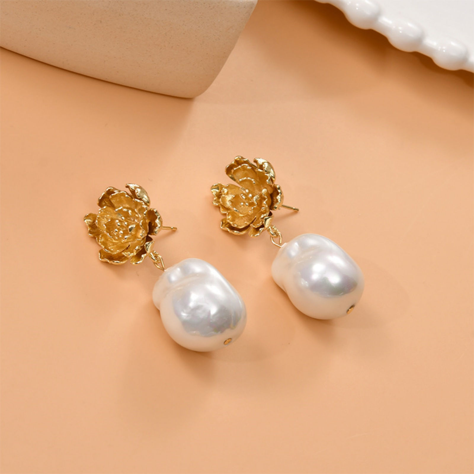 Picture of Brass Ear Post Stud Earring For DIY Jewelry Making Accessories Multicolor Flower With Loop 18mm