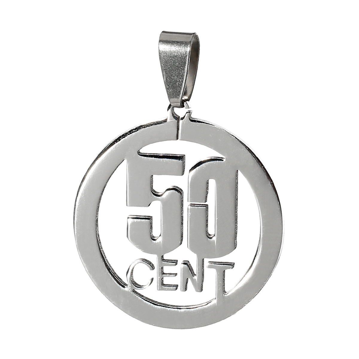 Immagine di Acciaio Inossidabile Charm Ciondoli Tondo Tono Argento " 50 CENT " Filigrana 42mm x 30mm , 2 Pz