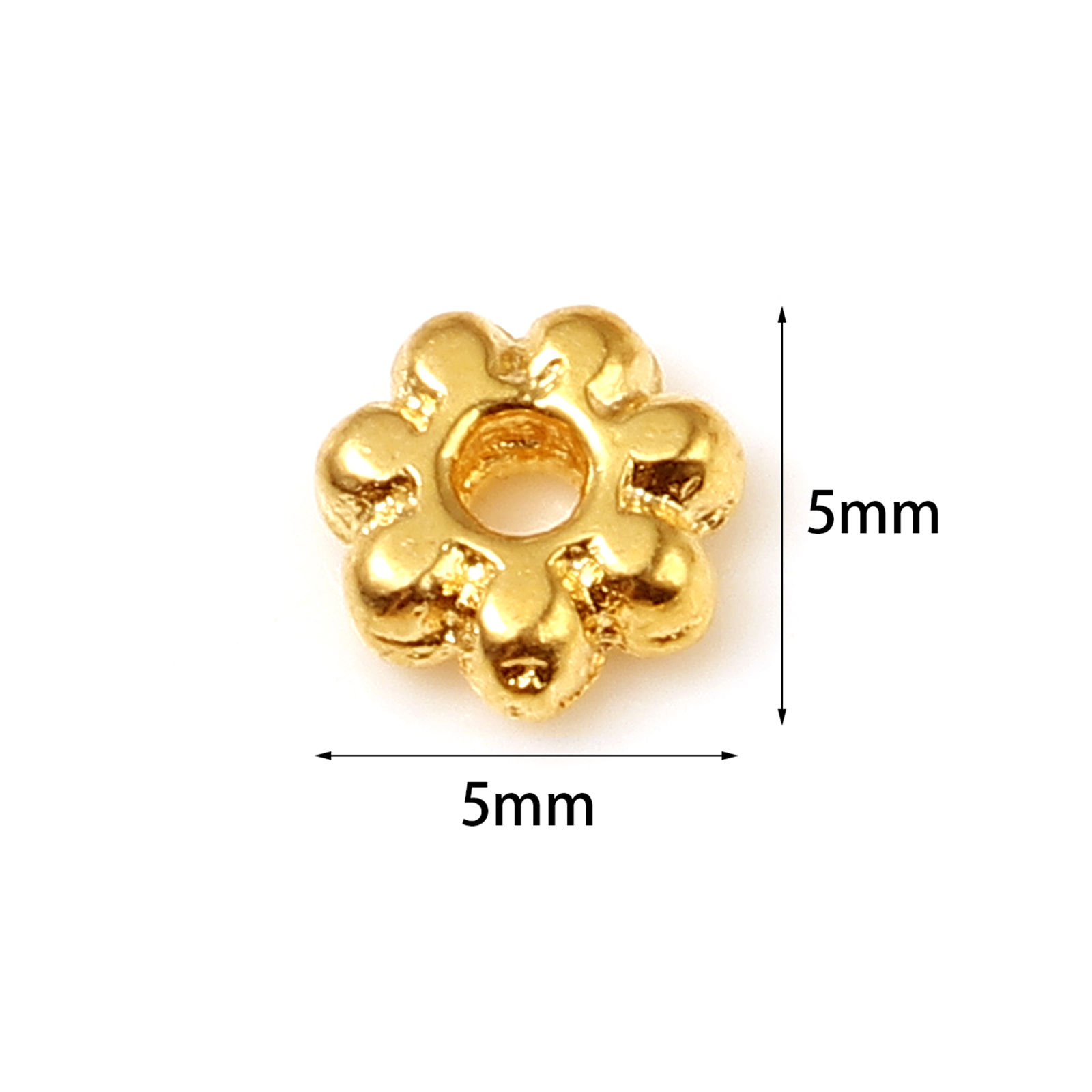 Picture of Brass Beads 18K Real Gold Plated Flower About 5mm x 5mm, Hole: Approx 1.4mm, 20 PCs