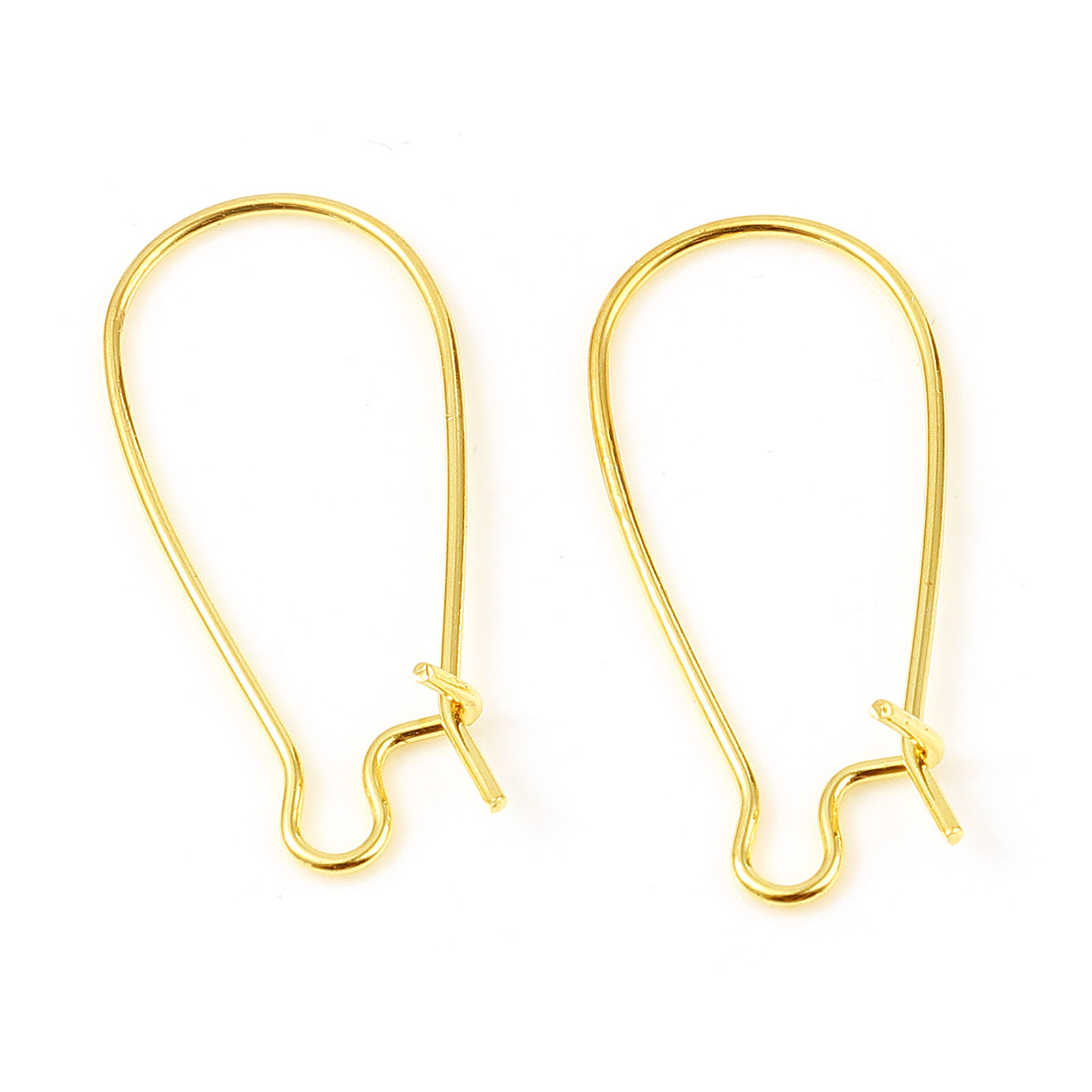 Picture of Brass Hoop Earrings 18K Real Gold Plated U-shaped W/ Loop 25mm x 11mm, Post/ Wire Size: (21 gauge), 10 PCs