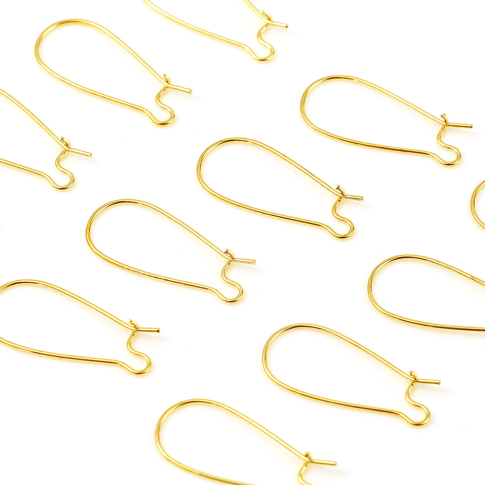 Picture of Brass Hoop Earrings 18K Real Gold Plated U-shaped W/ Loop 25mm x 11mm, Post/ Wire Size: (21 gauge), 10 PCs