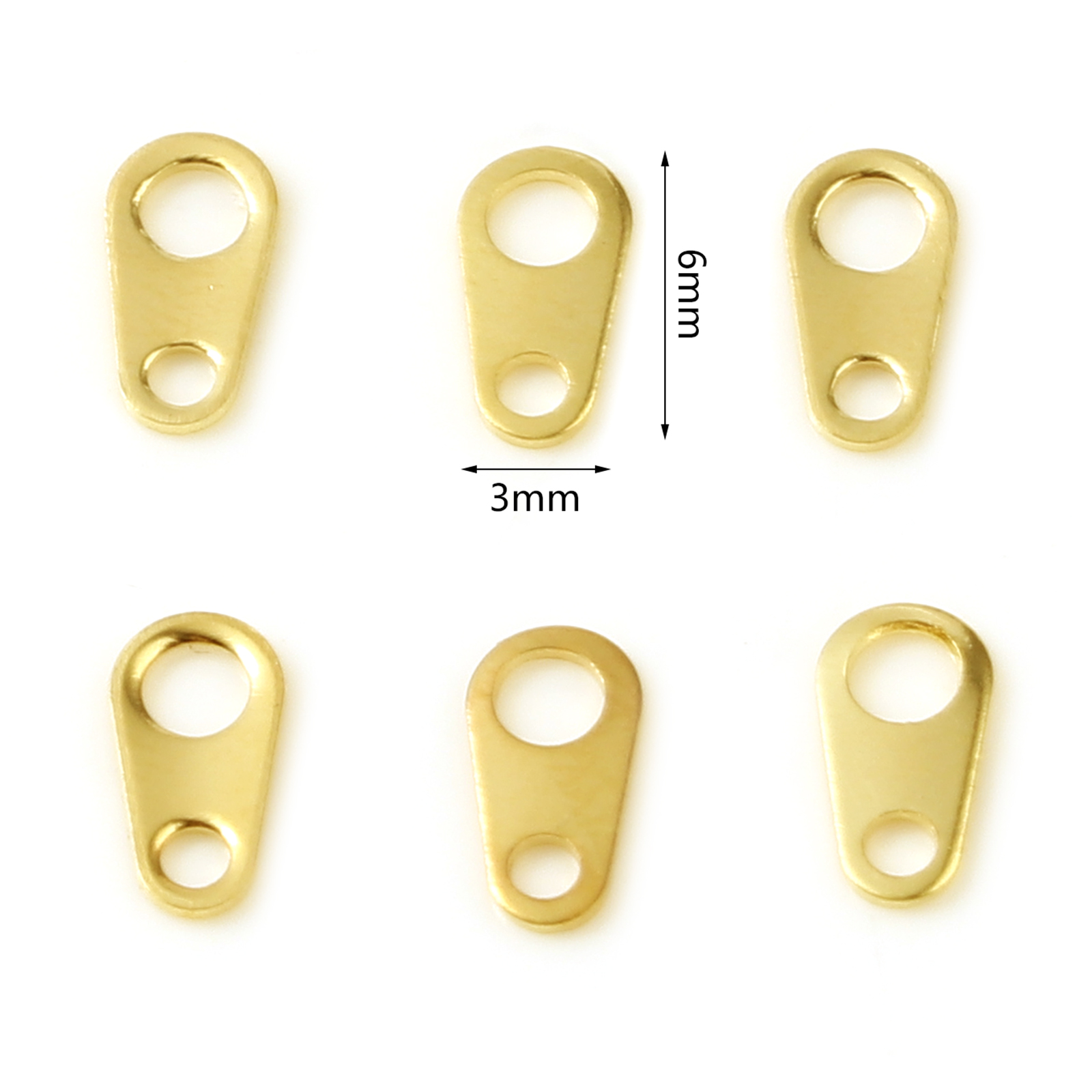 Imagen de Latón Caída de la Cola Lleno de oro Cremallera 6mm x 3mm, 5 Unidades