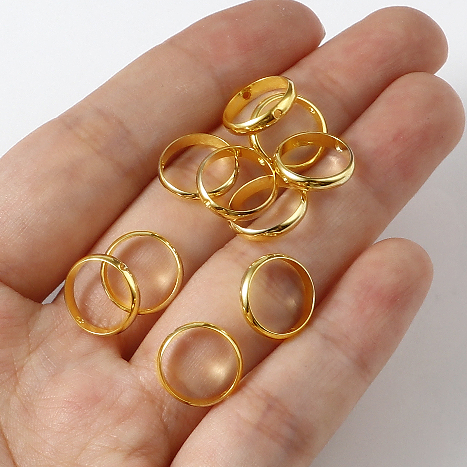 Picture of Brass Beads Frames Gold Filled Round (Fit Beads Size: 10mm Dia.) 12mm Dia, 5 PCs