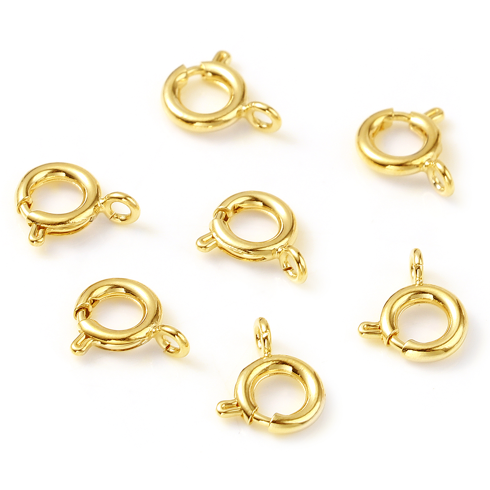 Imagen de Latón Broche Primavera Lleno de oro Ronda 10mm x 8mm, 5 Unidades
