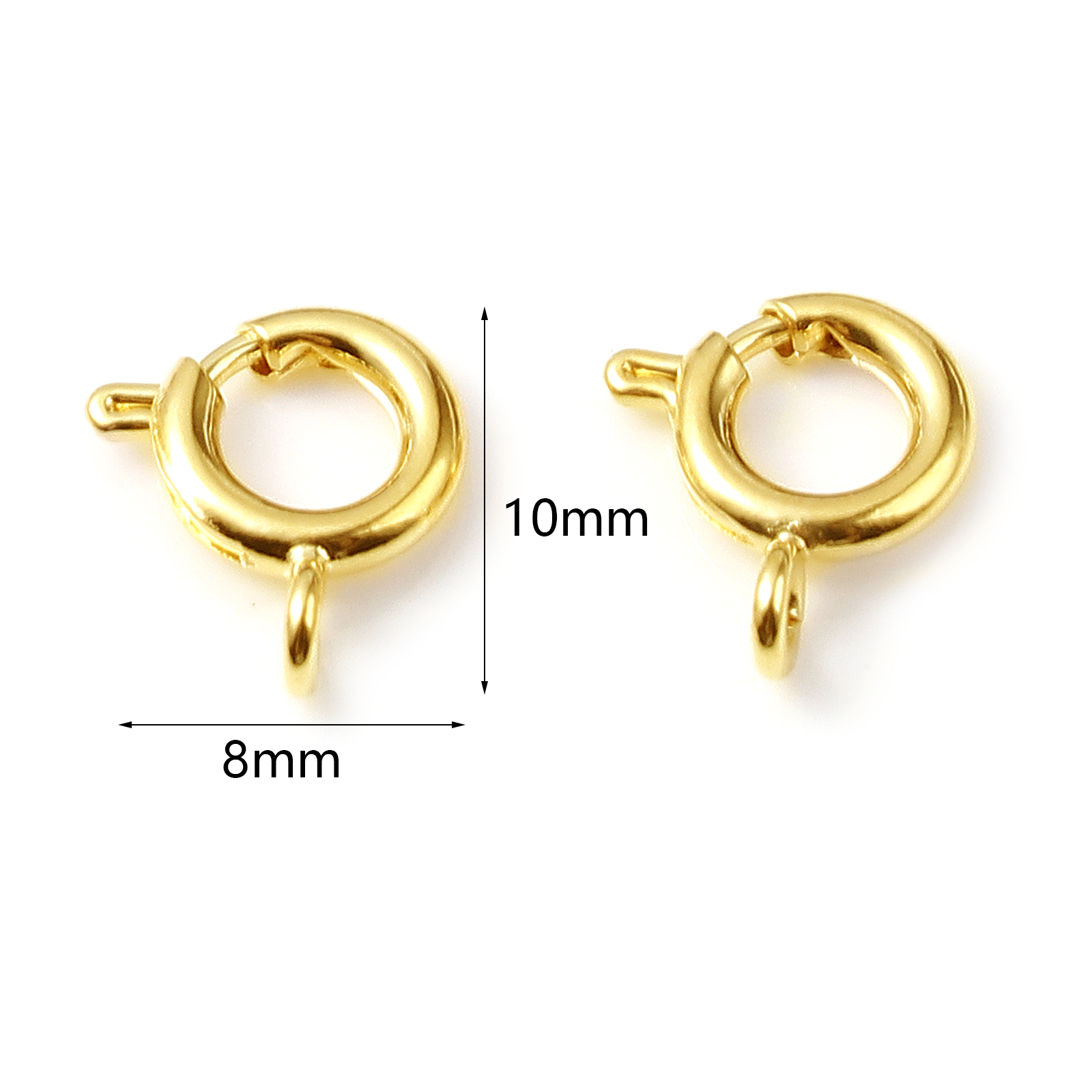 Imagen de Latón Broche Primavera Lleno de oro Ronda 10mm x 8mm, 5 Unidades