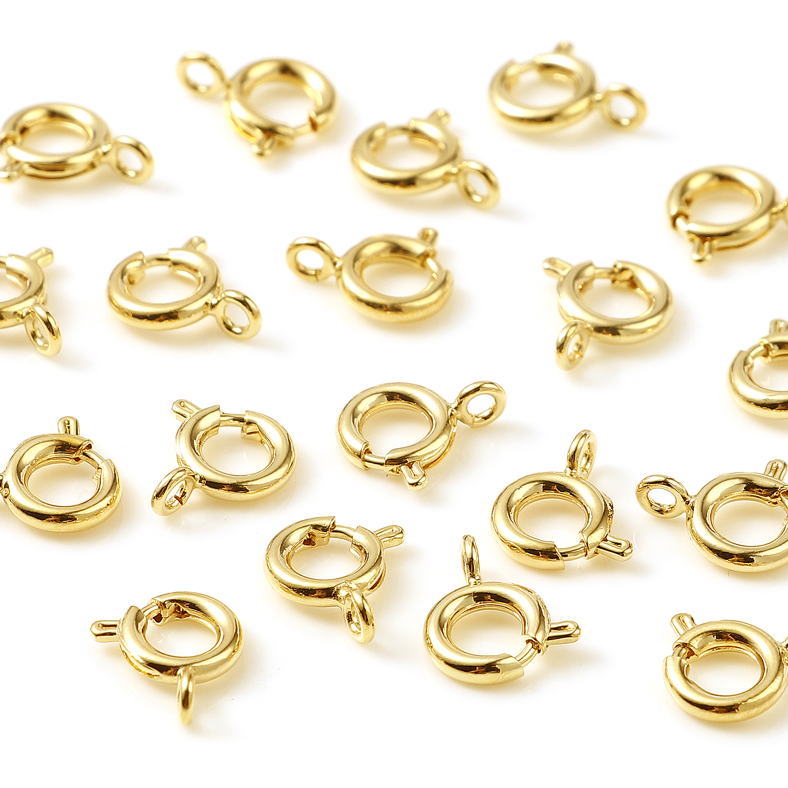 Imagen de Latón Broche Primavera Lleno de oro Ronda 10mm x 8mm, 5 Unidades