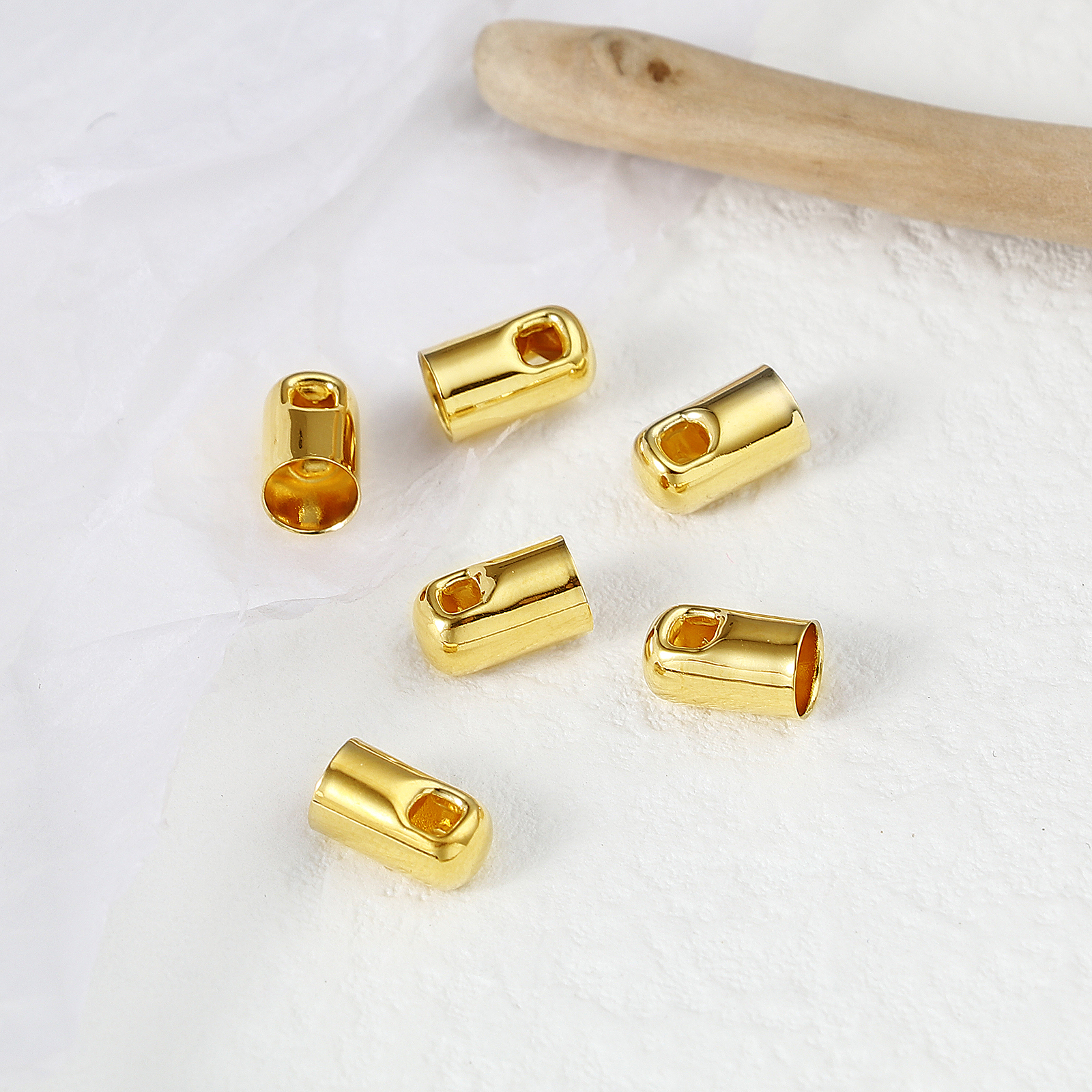Picture of Brass End Caps Gold Filled Cylinder (Fits 4.6mm Cord) 9mm x 5mm, 5 PCs