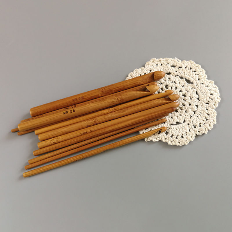 Picture of Carbonized Round Natural Bamboo Skillful High-Grade Crochet Knitting Tool Sweater Needle Set Of 12