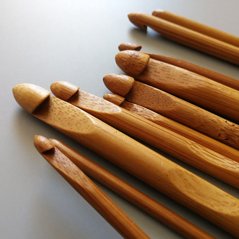 Picture of Carbonized Round Natural Bamboo Skillful High-Grade Crochet Knitting Tool Sweater Needle Set Of 12