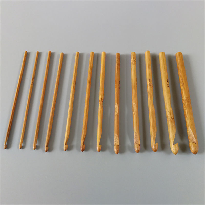 Picture of Carbonized Round Natural Bamboo Skillful High-Grade Crochet Knitting Tool Sweater Needle Set Of 12