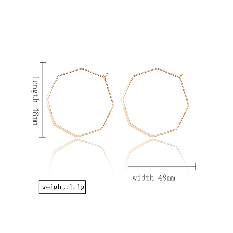 Picture of 1 Pair Stylish Simple Gold Plated Brass Octagon Hoop Earrings For Women Party 48mm x 48mm