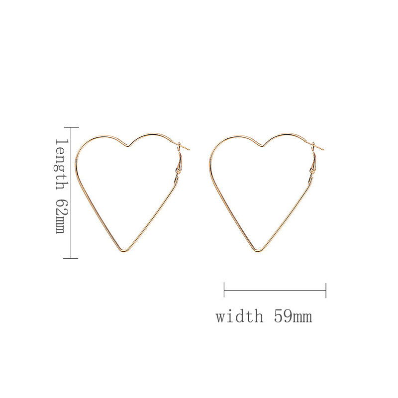 Picture of Stainless Steel Hoop Earrings Gold Plated Heart 62mm x 59mm, 1 Pair