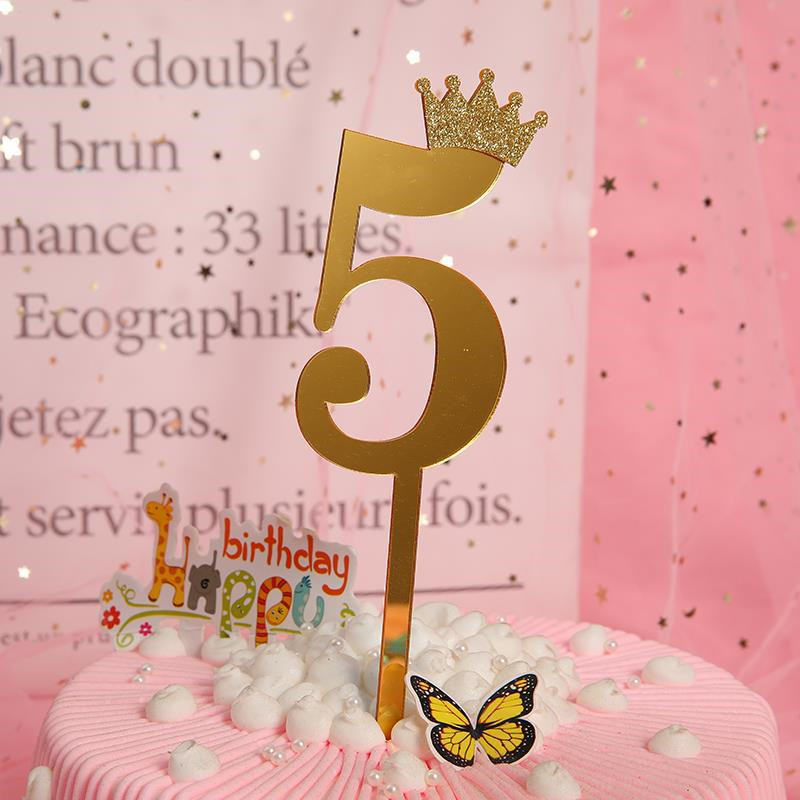 Doreenbeads Gateau Topper Picks En Acrylique Or Chiffre Mots 5 18 5cm X 6cm 1 Piece