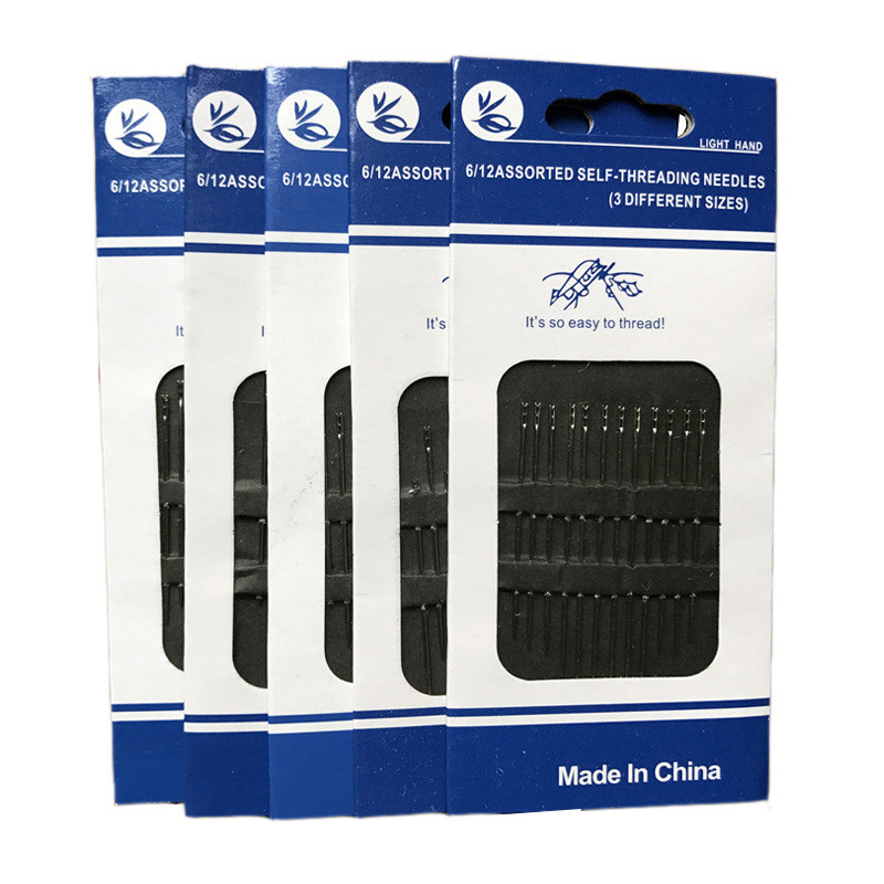 Imagen de Silver Tone - Blind Needles Gold Tail Easy To Go Through From Side Hand Sewing Embroidery Tool DIY Needlework Sewing Needles (12 PCs/Packet) 5 Packets