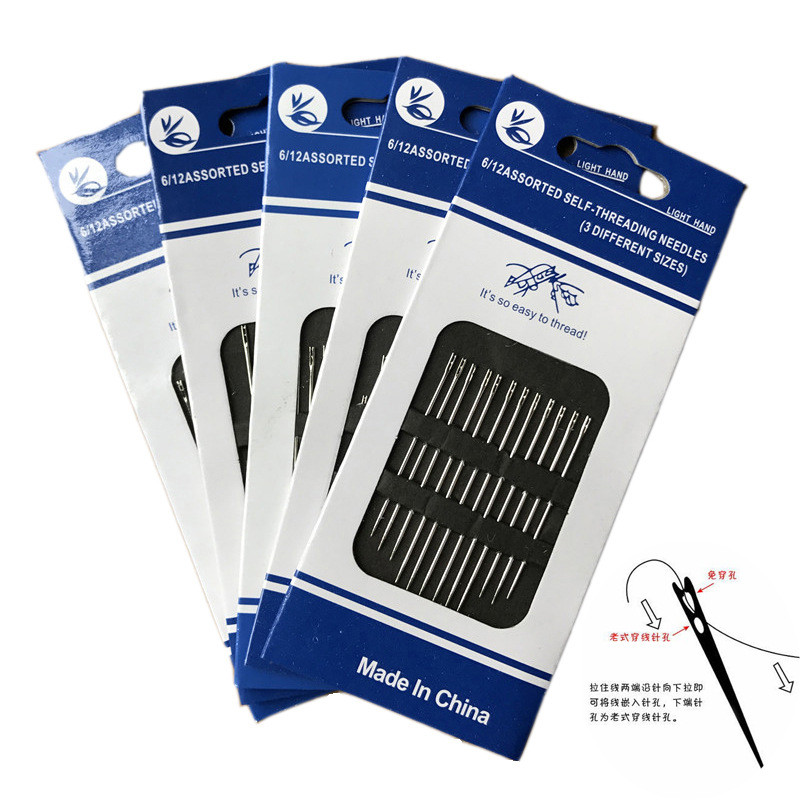 Imagen de Silver Tone - Blind Needles Gold Tail Easy To Go Through From Side Hand Sewing Embroidery Tool DIY Needlework Sewing Needles (12 PCs/Packet) 5 Packets