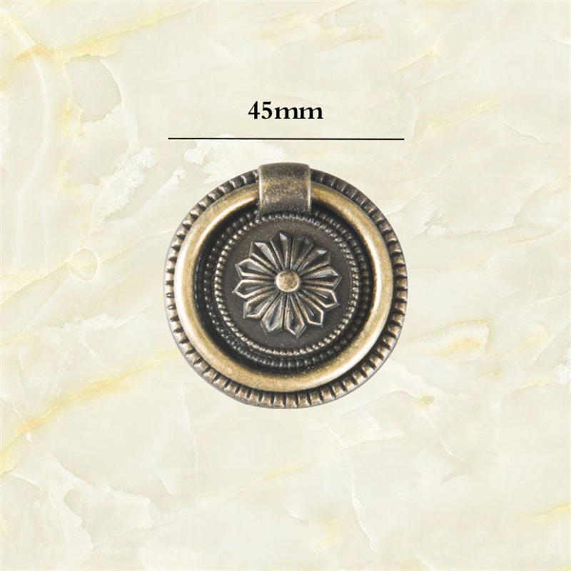 Picture of Antique Bronze - Vintage Pull Handle Knobs For Kitchen Cabinet Cupboard Dresser Door With Drawer Ring 4.5cm Dia， 1 Pcs