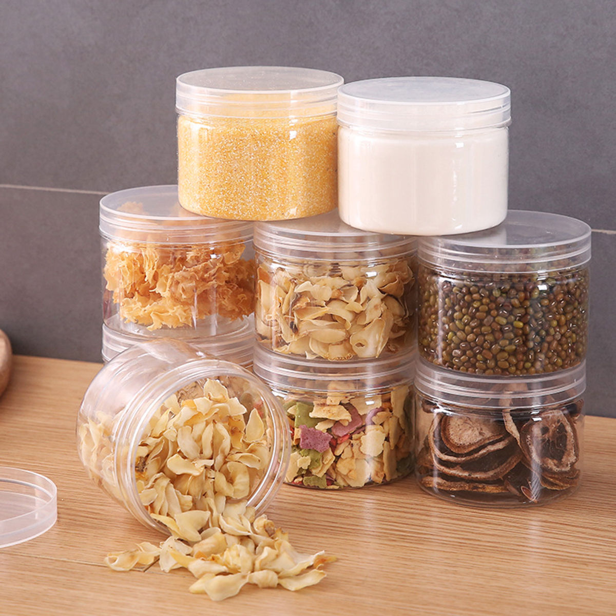 Imagen de Transparent round transparent jar mouth sealed storage tank，5 Pcs