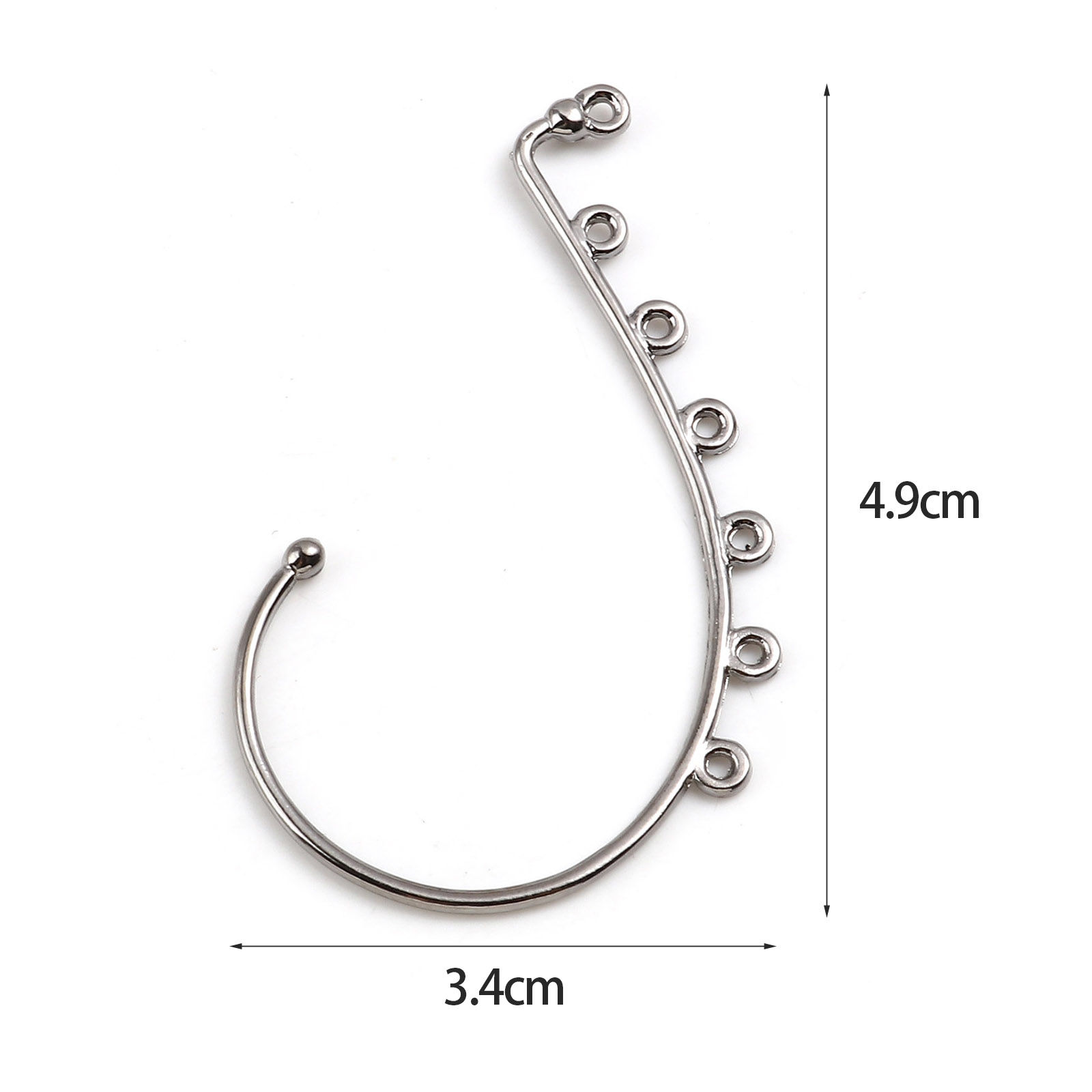 Picture of Ear Cuff Clip On Stud Wrap Earrings Silver Tone W/ Loop 5.9cm x 3.4cm, 4 PCs