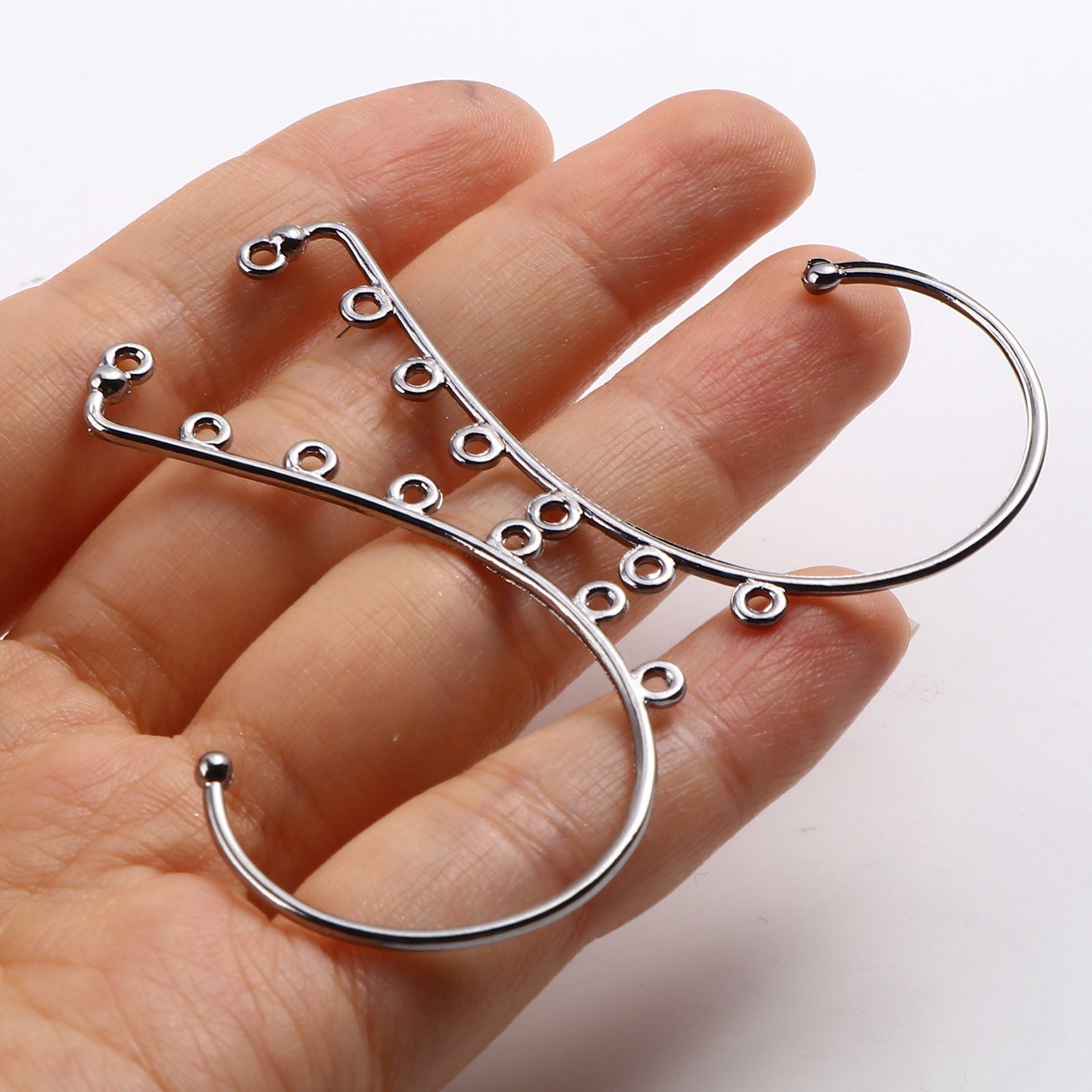 Picture of Ear Cuff Clip On Stud Wrap Earrings Silver Tone W/ Loop 5.9cm x 3.4cm, 4 PCs