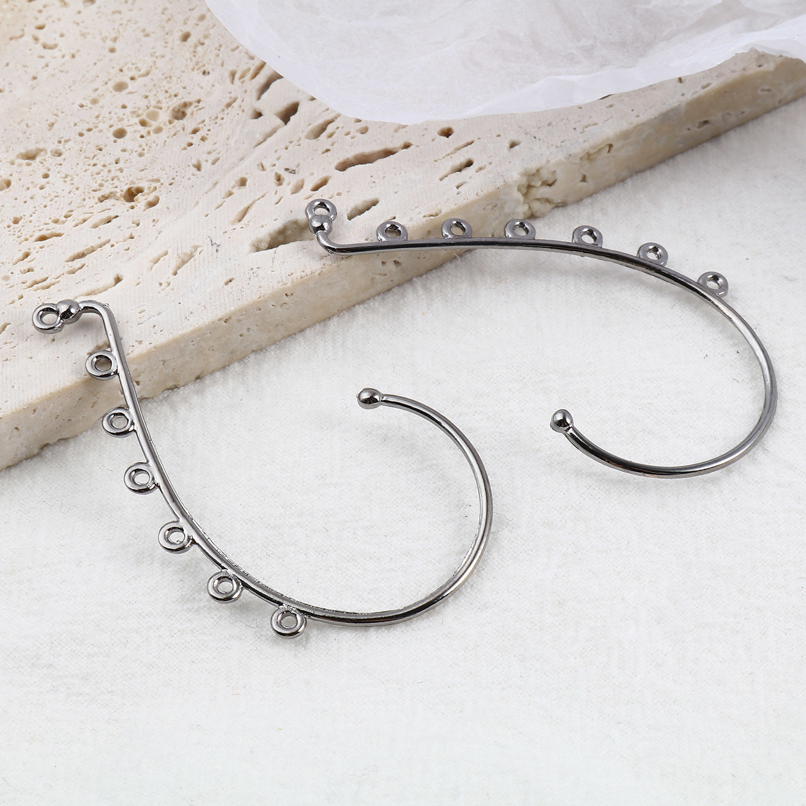 Picture of Ear Cuff Clip On Stud Wrap Earrings Silver Tone W/ Loop 5.9cm x 3.4cm, 4 PCs