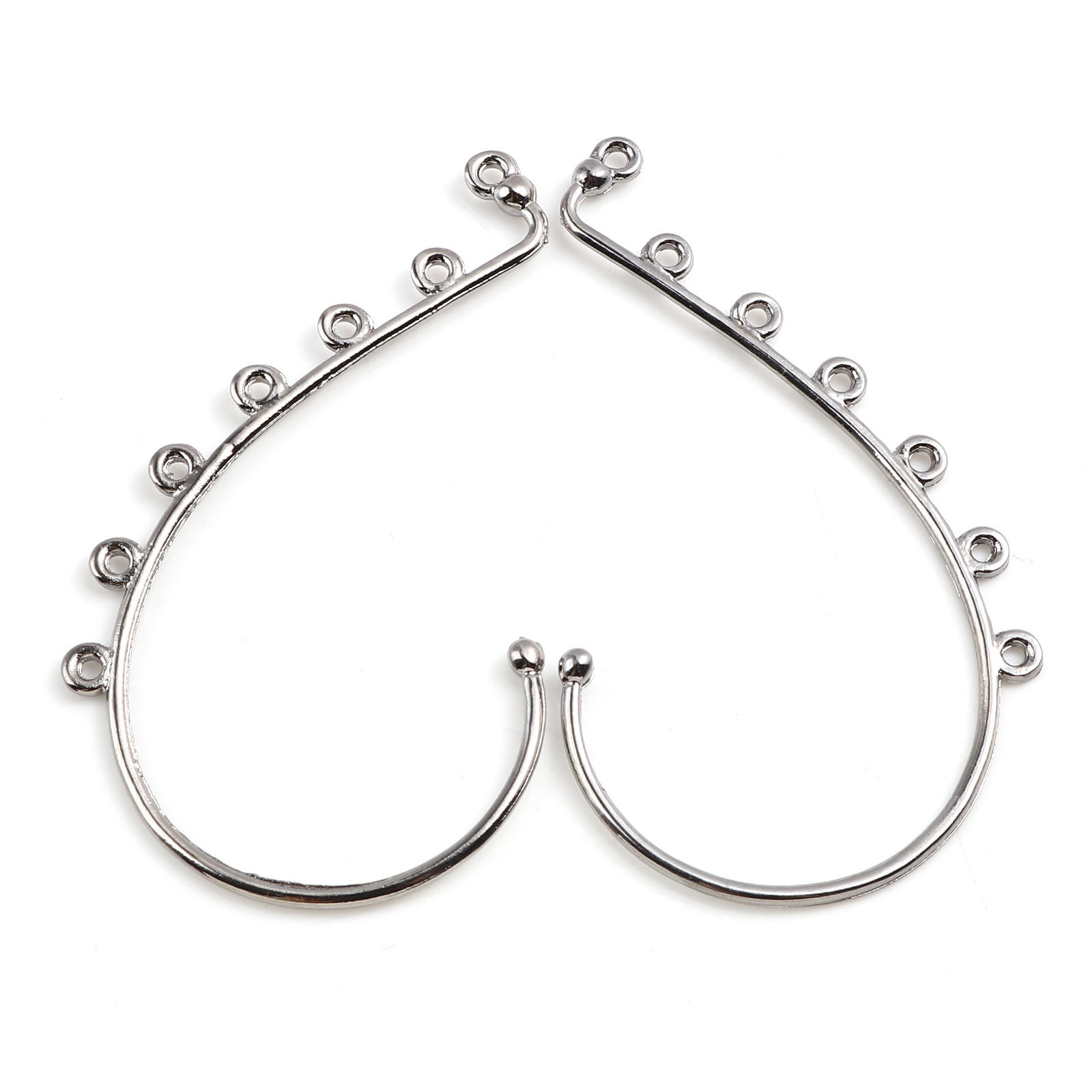 Picture of Ear Cuff Clip On Stud Wrap Earrings Silver Tone W/ Loop 5.9cm x 3.4cm, 4 PCs