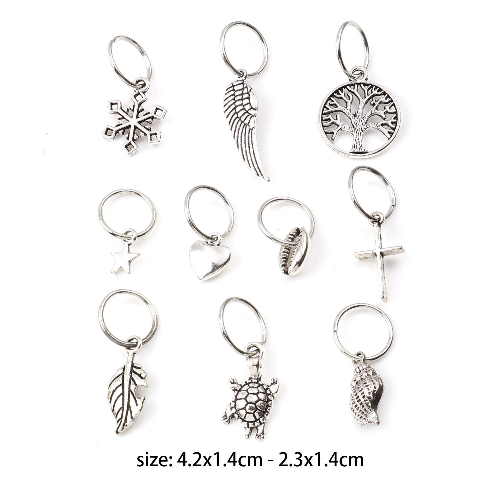 Imagen de Zamak Cuentas Dreadlock para Trenzar el Cabello Ala Árbol Plata Antigua 4.2cm x 1.4cm - 2.3x1.4c, 1 Juego ( 10 Unidades/Juego)