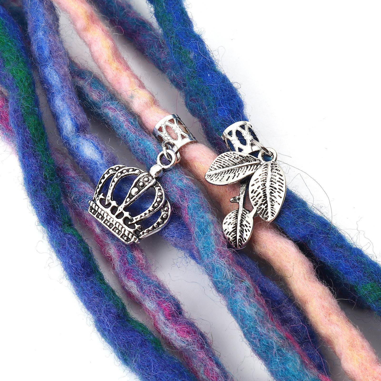 Imagen de Zamak Cuentas Dreadlock para Trenzar el Cabello Hoja Corona Plata Antigua 4.4cm x 1.3cm - 2.3x0.9cm, 1 Juego ( 10 Unidades/Juego)