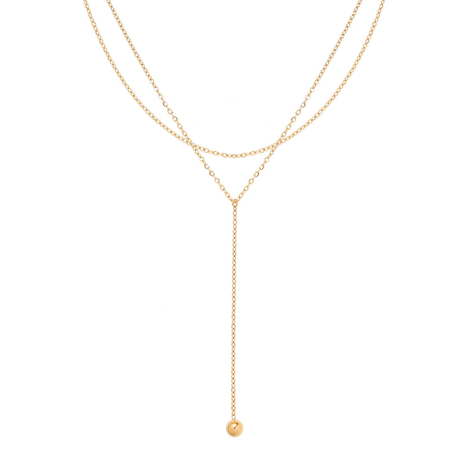 Picture of 1 Piece Vacuum Plating Simple & Casual Stylish 18K Real Gold Plated 304 Stainless Steel Link Cable Chain Tassel Multilayer Layered Necklace For Women 37cm(14 5/8") long