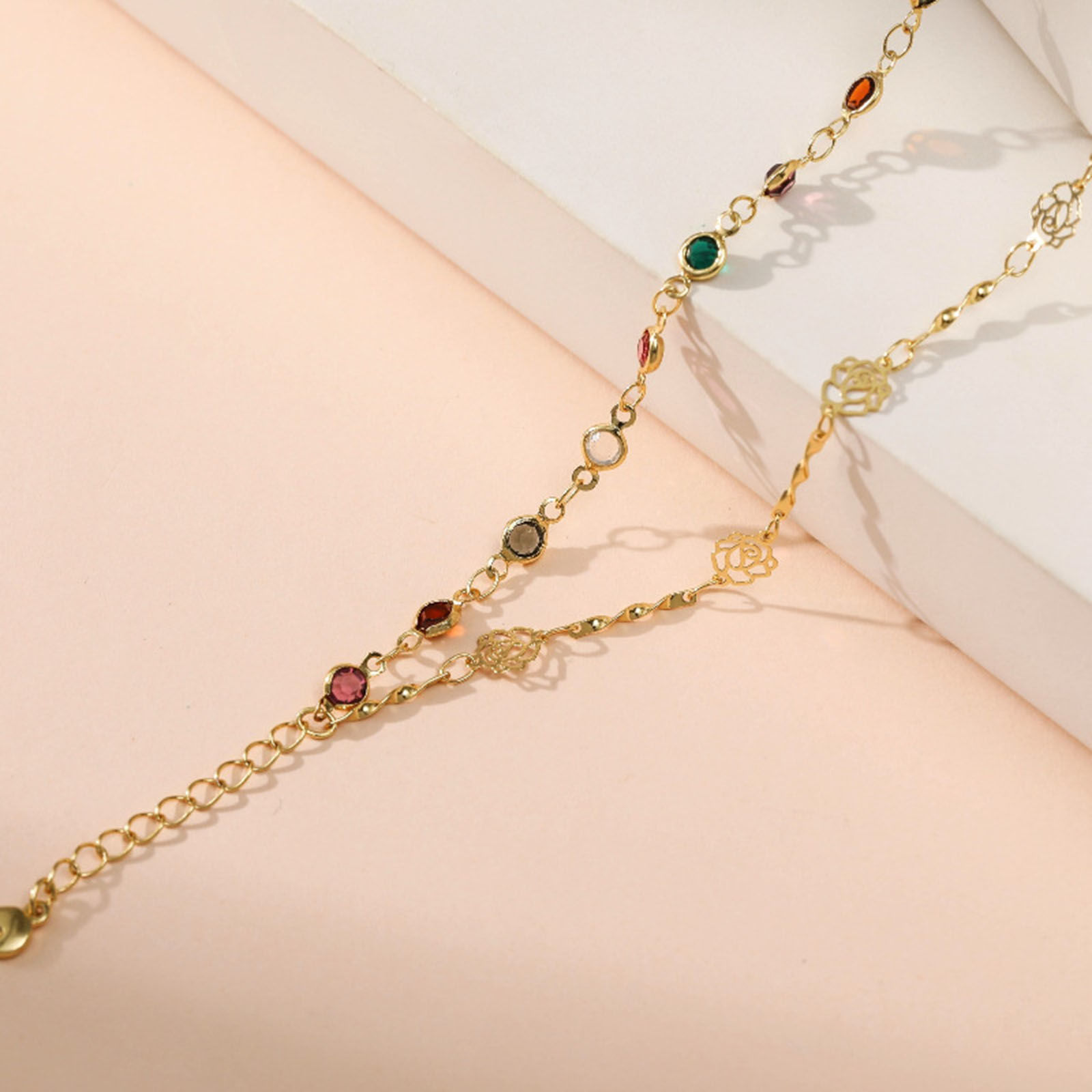 Picture of Eco-friendly Exquisite Stylish 18K Real Gold Plated Brass & Cubic Zirconia Flower Round Hollow Multilayer Layered Bracelet For Women 17cm(6 6/8") long, 1 Piece