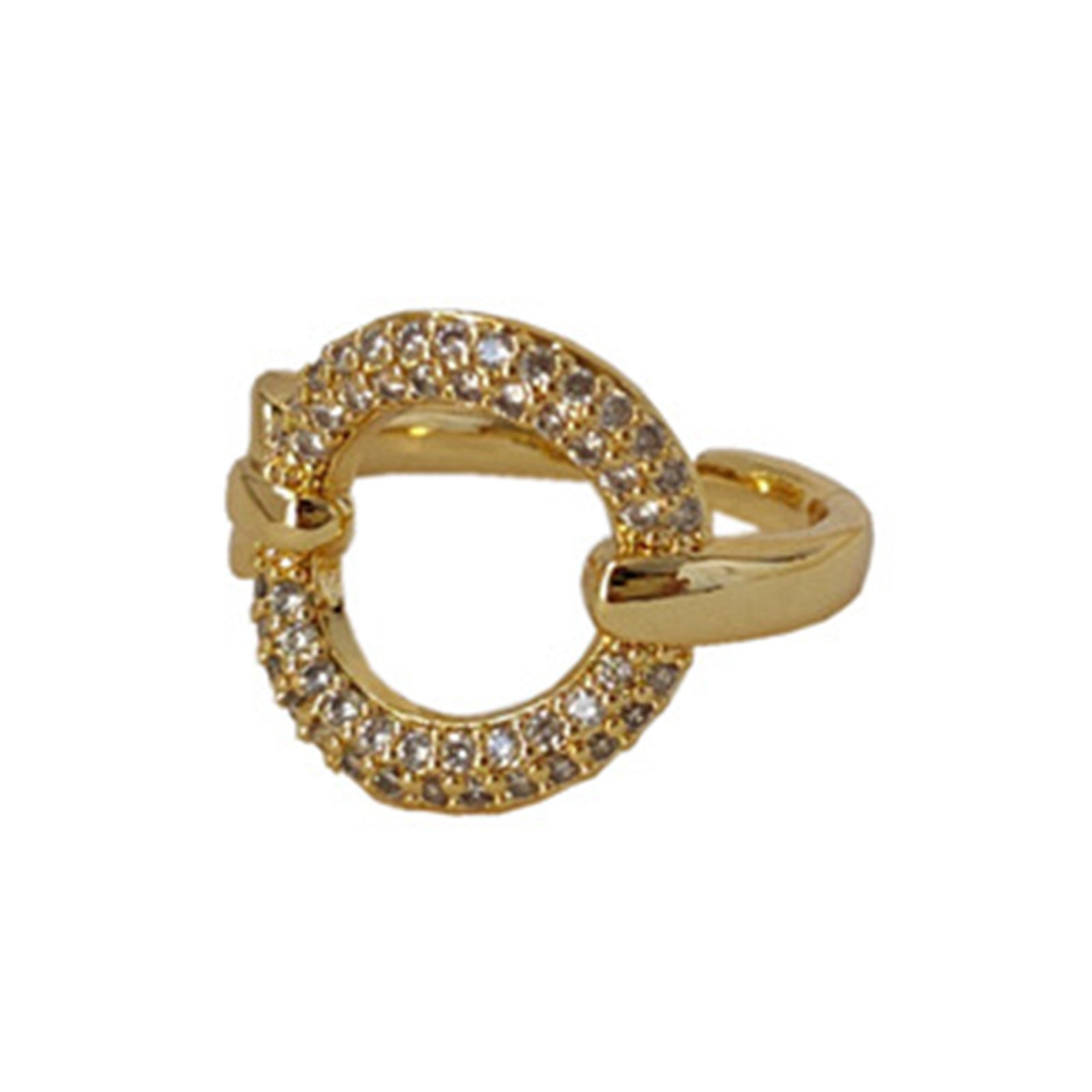 Изображение Экологичный Изысканный Стильный 14K Реальный Позолоченные Латунь+Искусственный Циркон Открытые Регулируемые Кольцо Кольца Для женщин 17мм(Американский Размер 6.5), 1 ШТ