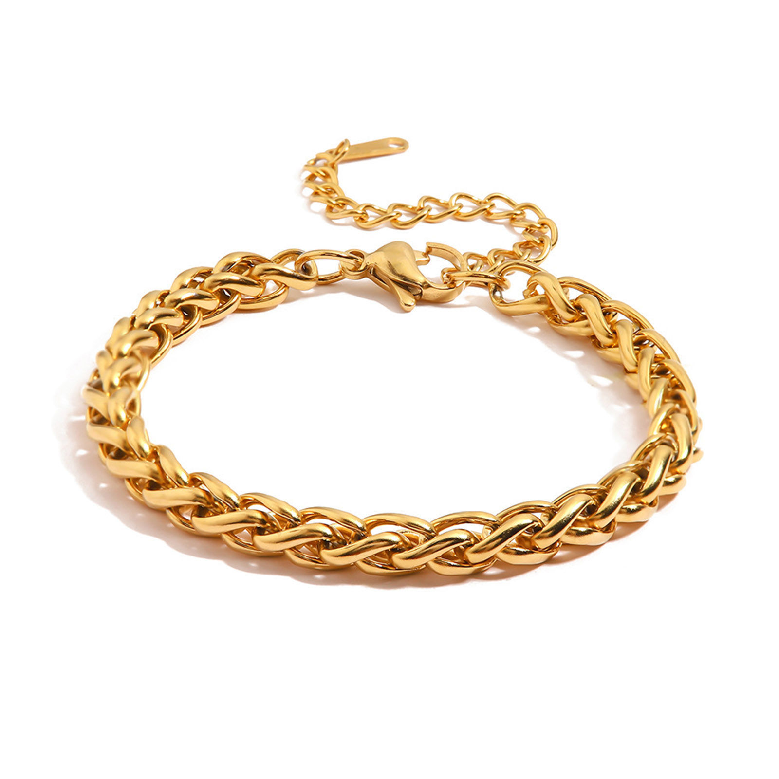 Bild von 1 Strang Vakuumbeschichtung Einfach und lässig Stilvoll 18K Echtgold plattiert 304 Edelstahl Panzerkette Kette Armband Unisex 17cm lang