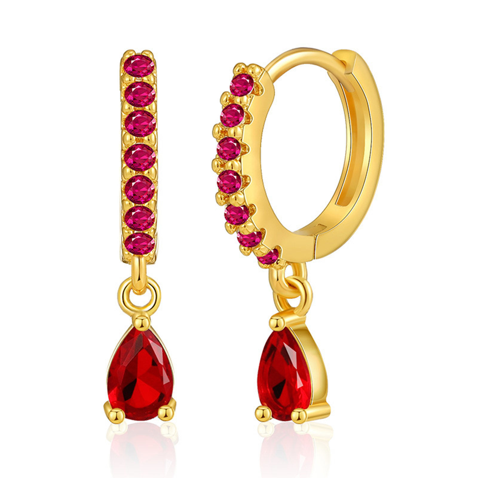 Picture of Eco-friendly Exquisite Stylish 18K Real Gold Plated Brass & Cubic Zirconia Drop Earrings For Women 2.3cm x 0.5cm, 1 Pair