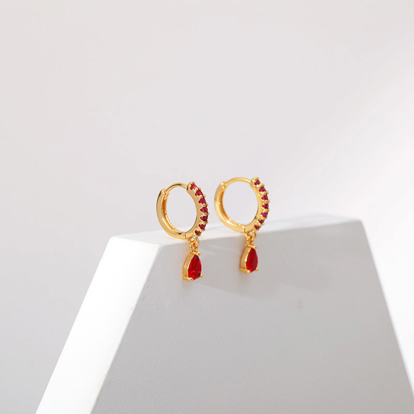 Picture of Eco-friendly Exquisite Stylish 18K Real Gold Plated Brass & Cubic Zirconia Drop Earrings For Women 2.3cm x 0.5cm, 1 Pair