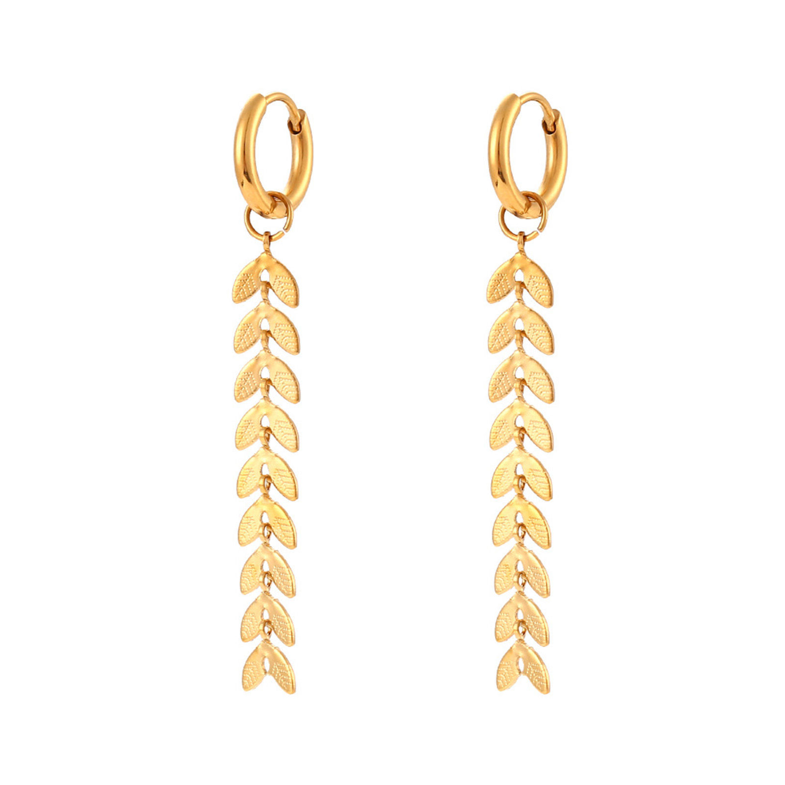 Picture of 1 Pair Vacuum Plating Simple & Casual Stylish 18K Real Gold Plated 304 Stainless Steel Fishtail Tassel Earrings For Children Party 5.2cm