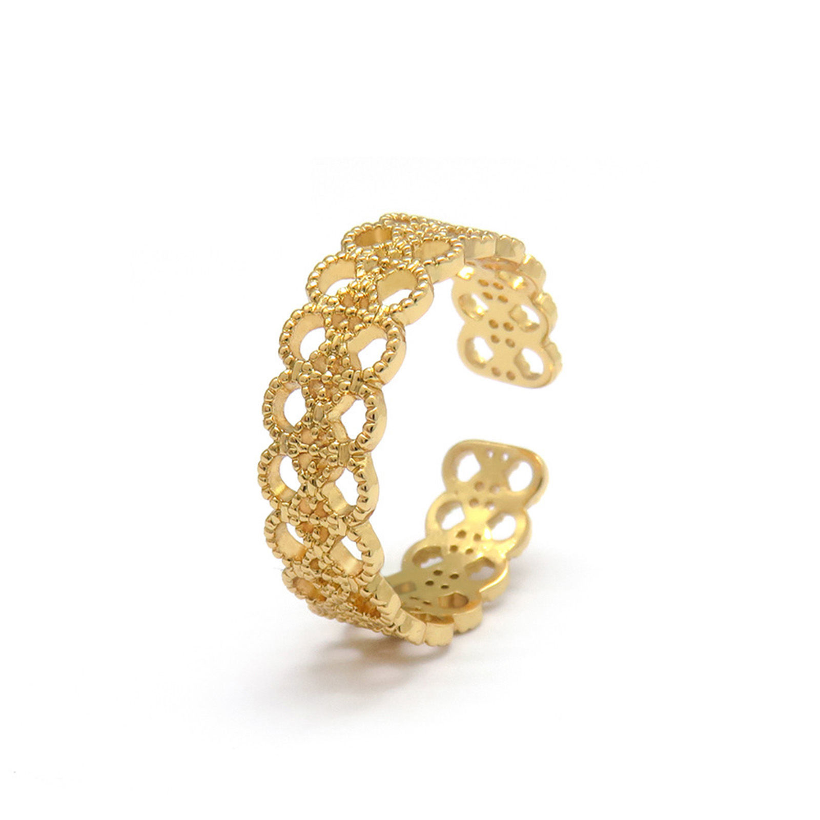 Picture of Eco-friendly Simple & Casual Ins Style 18K Gold Plated Brass Open Lace Hollow Rings For Women Mother's Day 16mm(US size 5.25), 1 Piece
