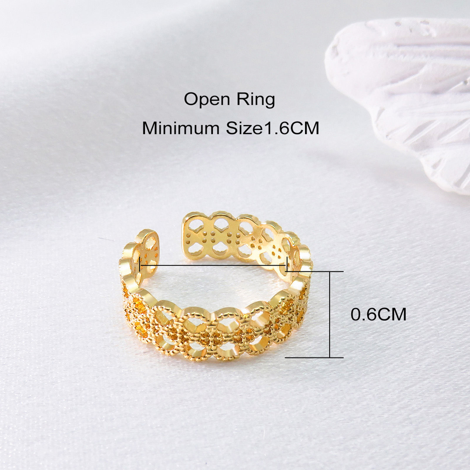 Picture of Eco-friendly Simple & Casual Ins Style 18K Gold Plated Brass Open Lace Hollow Rings For Women Mother's Day 16mm(US size 5.25), 1 Piece