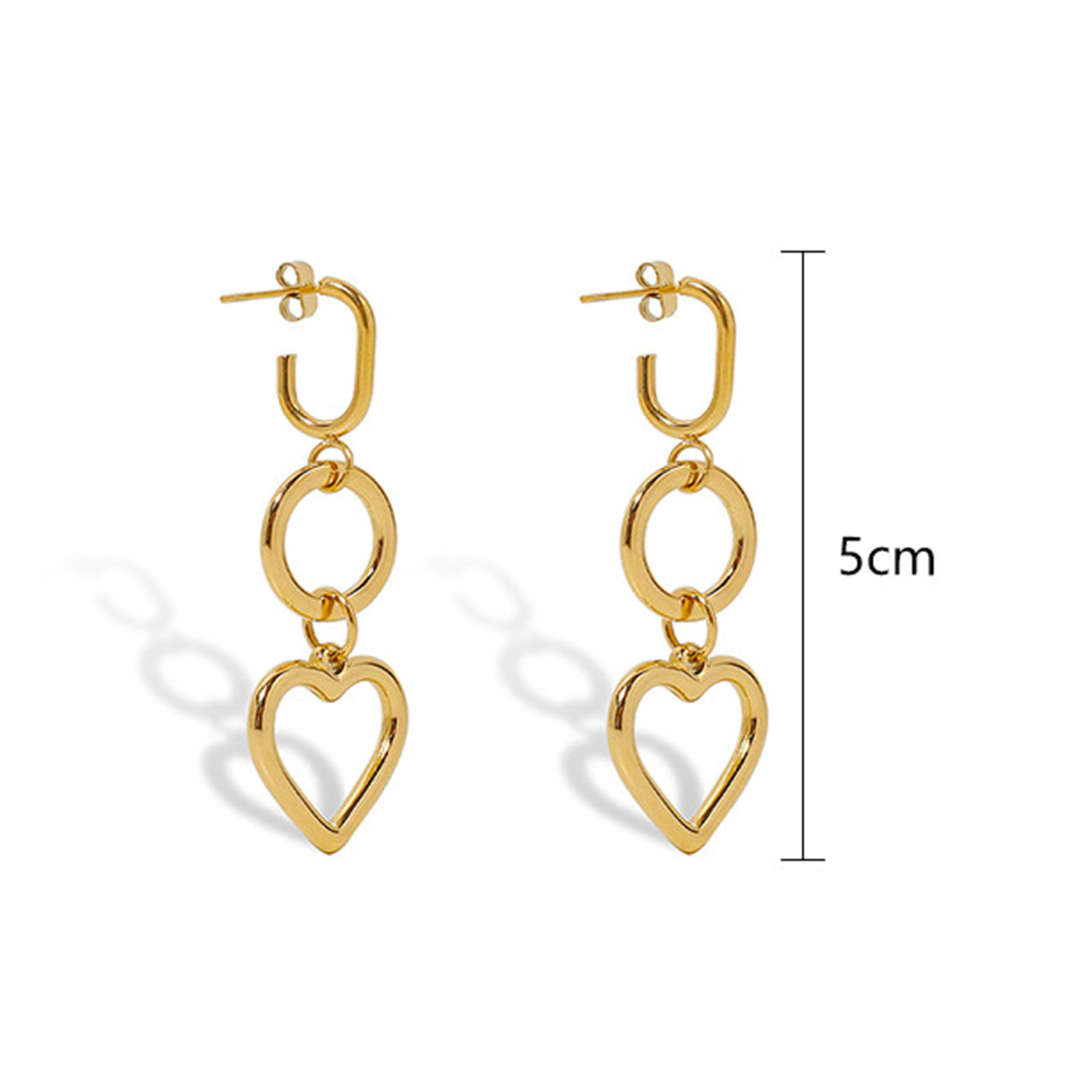Picture of 1 Pair Vacuum Plating Stylish Simple 18K Real Gold Plated 304 Stainless Steel Tassel Heart Earrings For Women Party 5cm