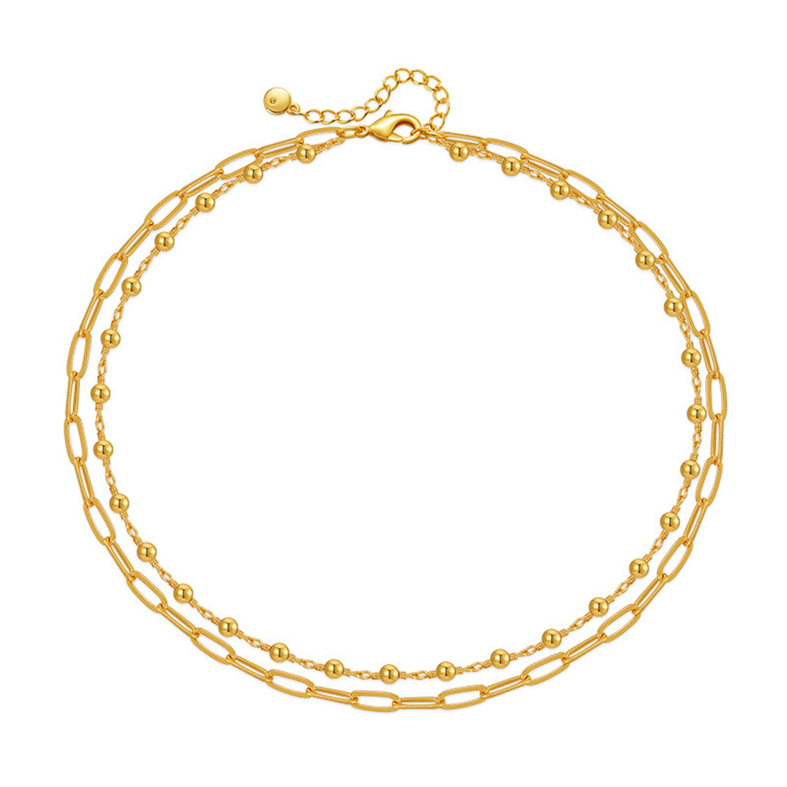 Imagen de Enchapado al Vacío Ecológico Elegante Sencillo 18K Oro Real Chapado Latón Catena di Fermagli Collar Múltiples Capas Para Mujeres Fiesta 38cm-43cm longitud, 1 Unidad