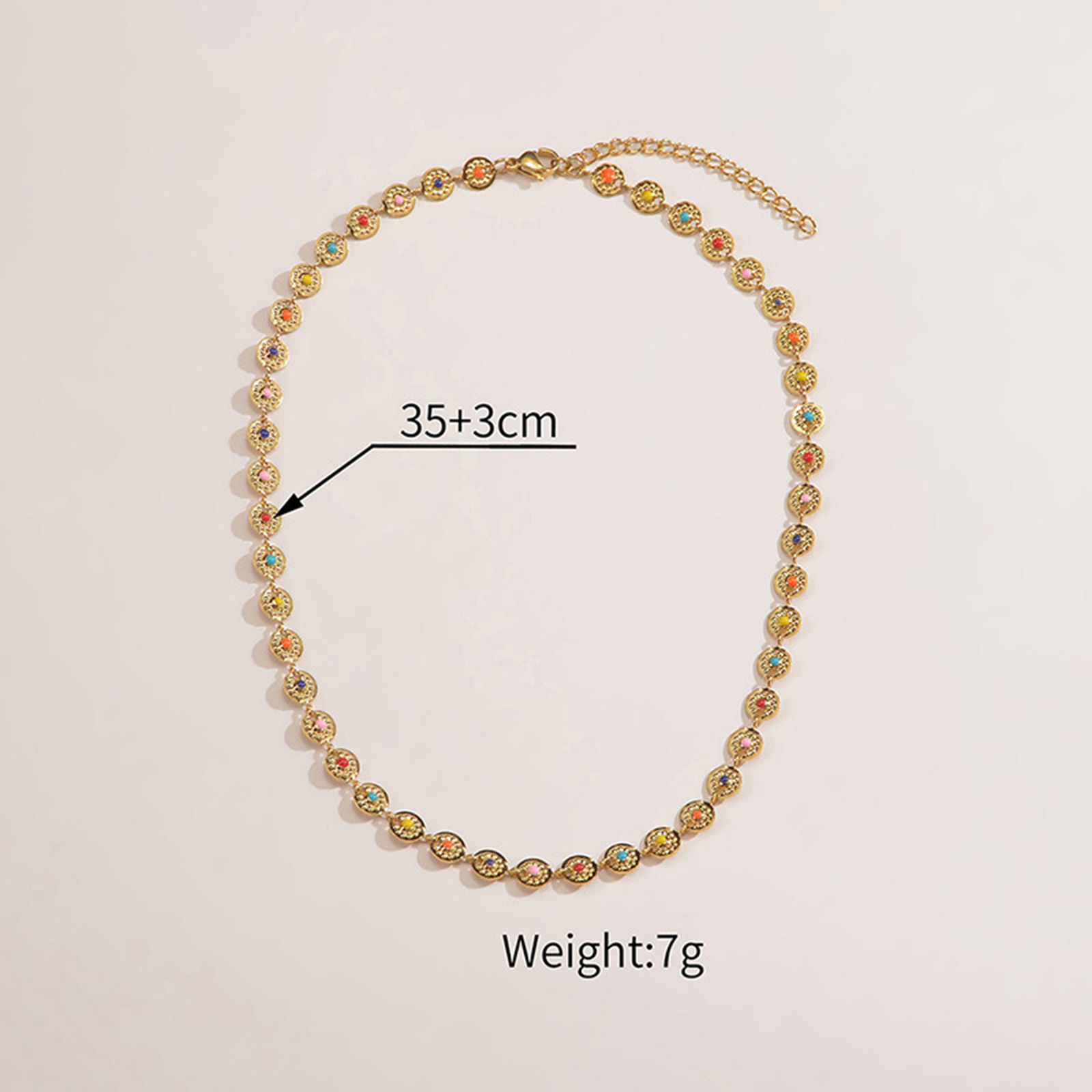 Picture of 1 Piece Vacuum Plating Natural Pastoral Boho Chic Bohemia 18K Gold Plated 304 Stainless Steel Flower Chain Necklace Sun Enamel Choker Necklace For Women Party 35cm(13 6/8") long