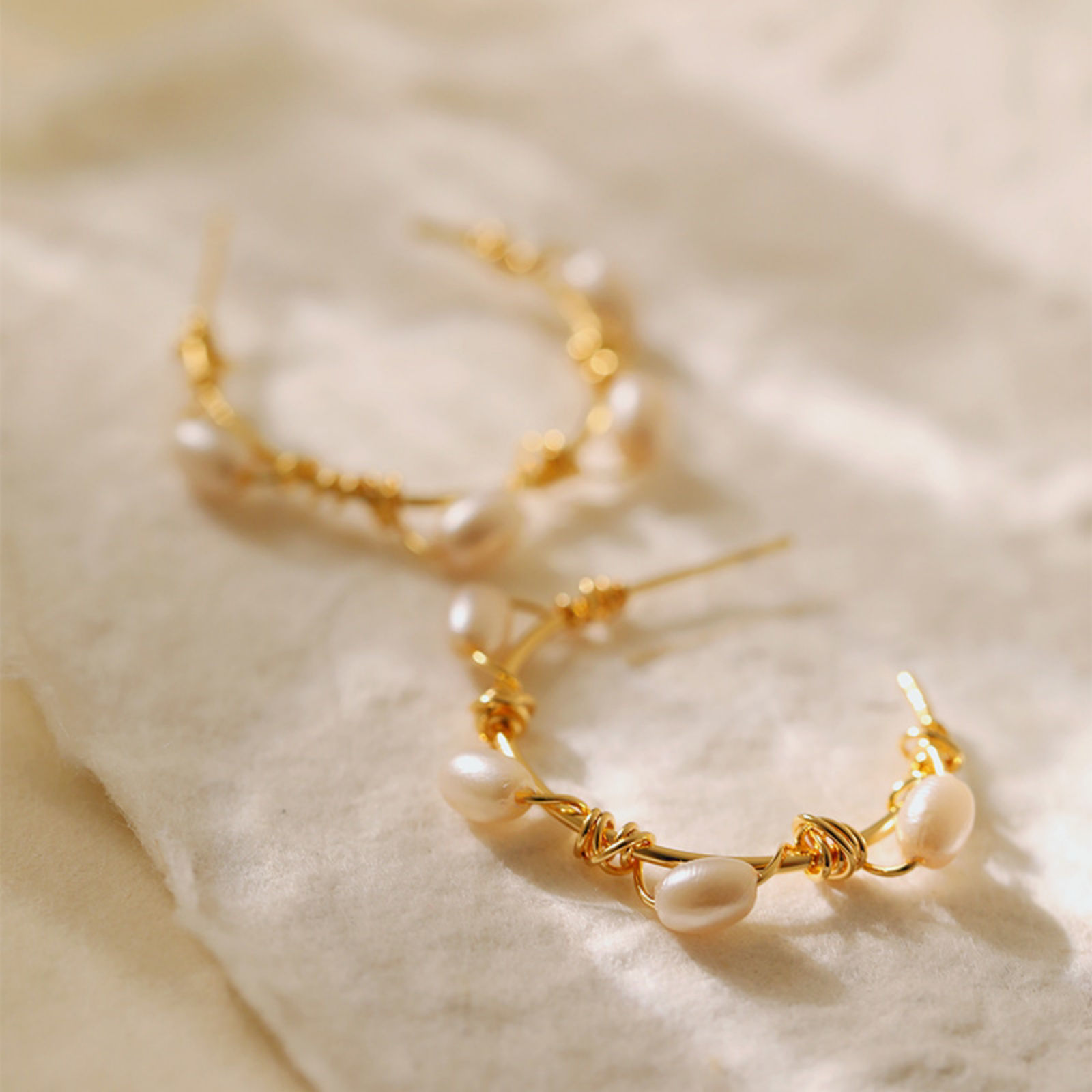 Picture of 1 Pair Eco-friendly Ins Style 18K Real Gold Plated Brass C Shaped Imitation Pearl Hoop Earrings For Women 3.3cm