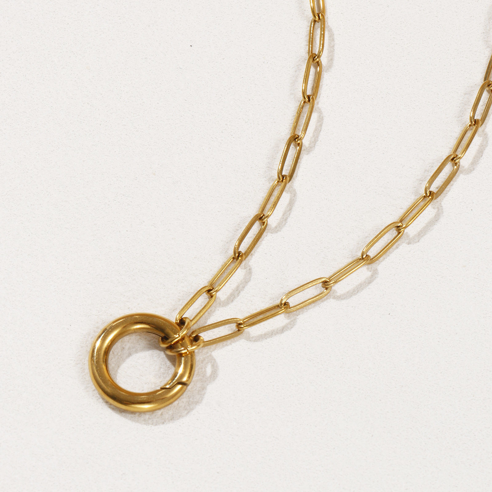 Imagen de 1 Unidad 18K Oro Real Chapado Catena di Fermagli Collares, 304 Acero Inoxidable 45cm, Tamaño de la cadena: 3mm, Para Mujeres, Con Cierre De Resorte, Minimalista Regalo, Recubrimiento al Vacío PVD Ecológico