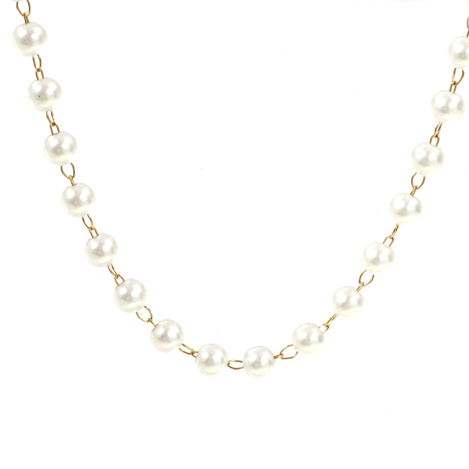 Imagen de 1 Piece 18K Real Gold Plated Ball Chain Beaded Necklace, 304 Stainless Steel 45cm(17.7"), Chain Size: 6mm, Unisex, Stylish Eco-friendly PVD Vacuum Plating
