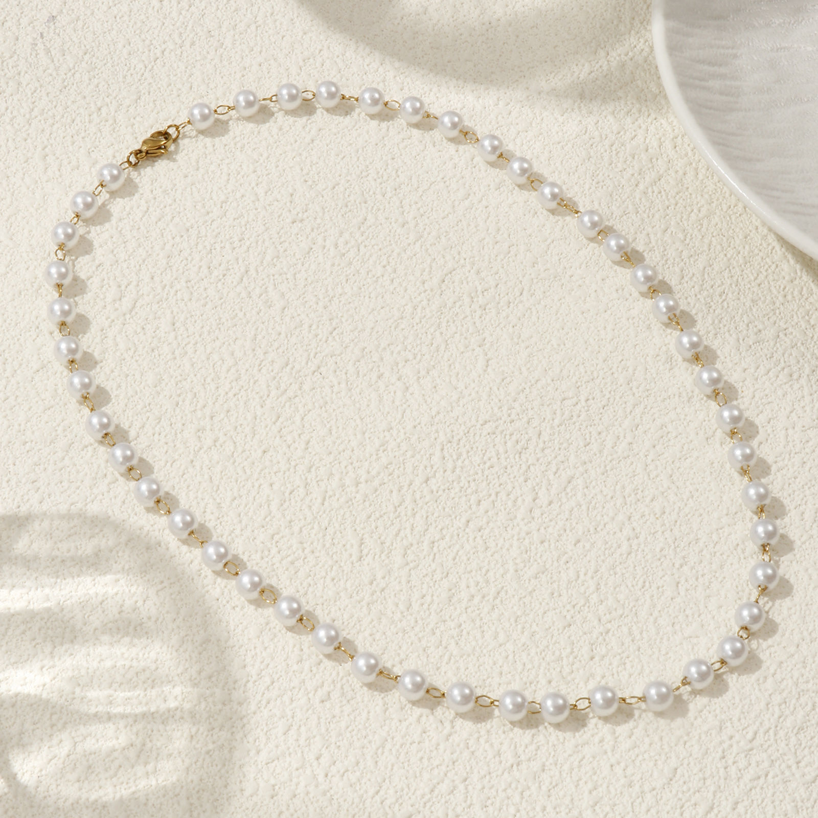 Imagen de 1 Piece 18K Real Gold Plated Ball Chain Beaded Necklace, 304 Stainless Steel 45cm(17.7"), Chain Size: 6mm, Unisex, Stylish Eco-friendly PVD Vacuum Plating