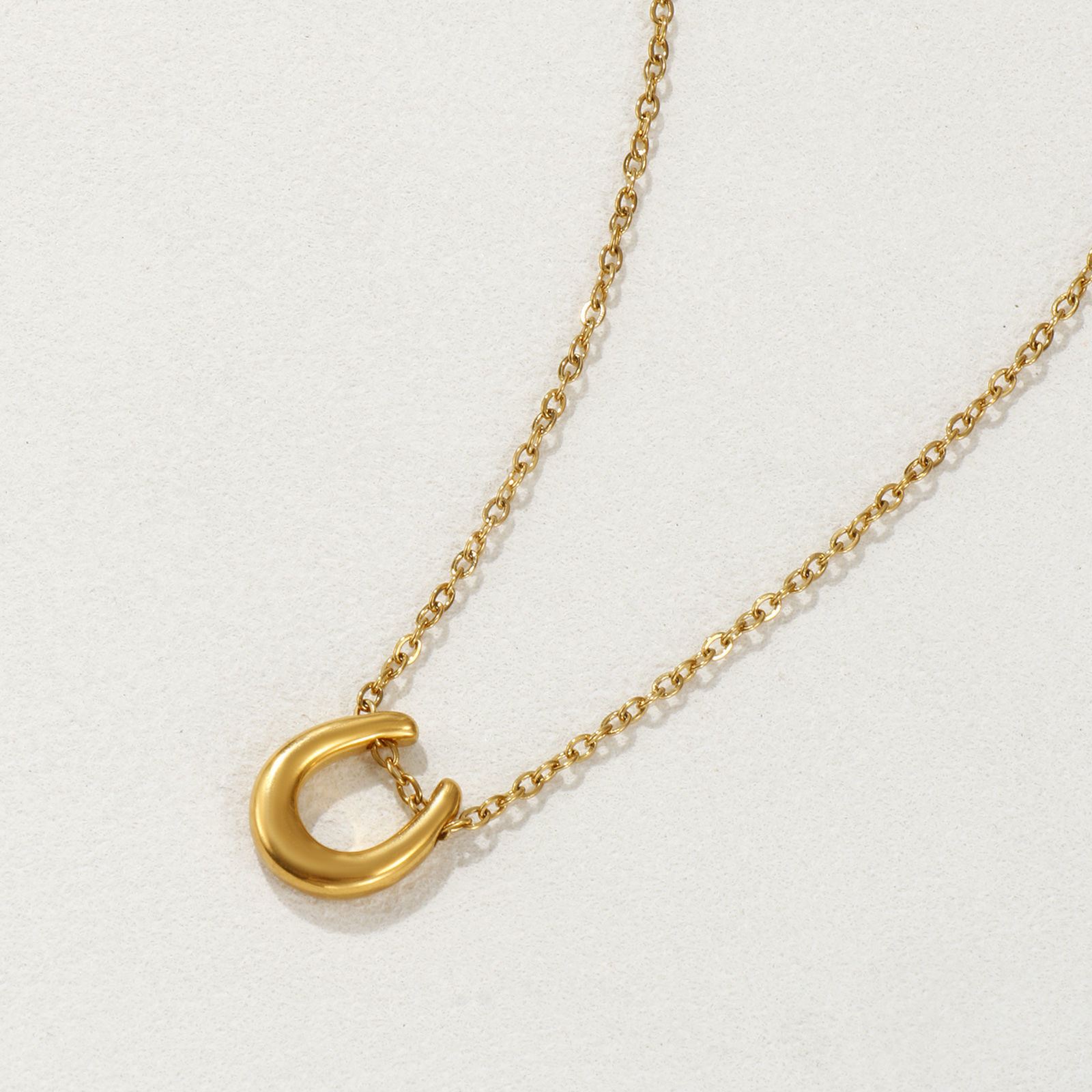 Picture of 18K Real Gold Plated Link Cable Chain Luck Horseshoe Pendant Charm Necklace, 304 Stainless Steel 45cm(17.7") + 5cm(2"), Unisex, Exquisite West Cowboy Gift, Eco-friendly PVD Vacuum Plating, 1 Piece