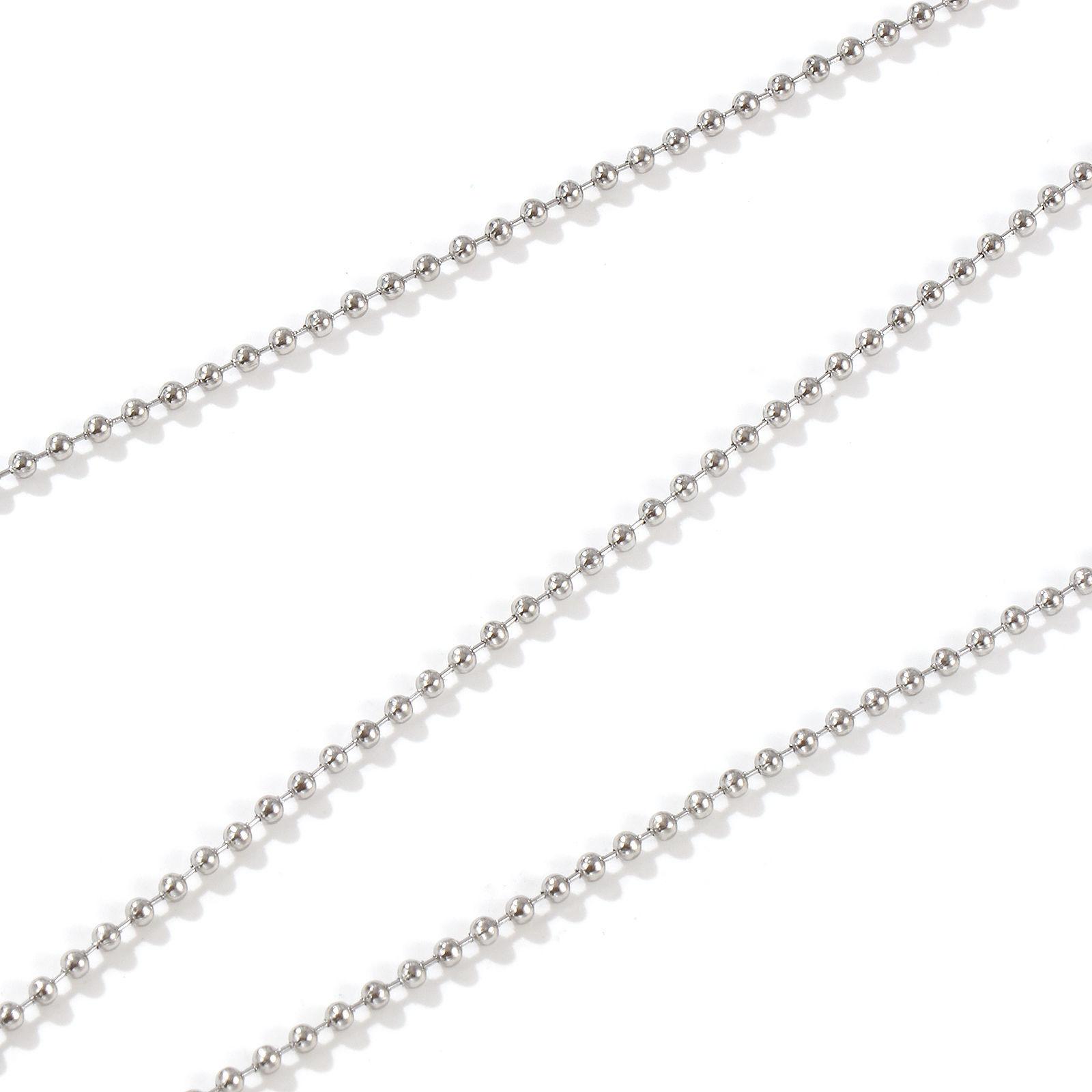 Изображение 1 ШТ Серебряный Тон Шариков Цепи Ожерелья, 304 Нержавеющая Сталь 45см + 5см, Размер цепи: 2мм, Для женщин, Минималистский Изысканный подарок, Экологичный